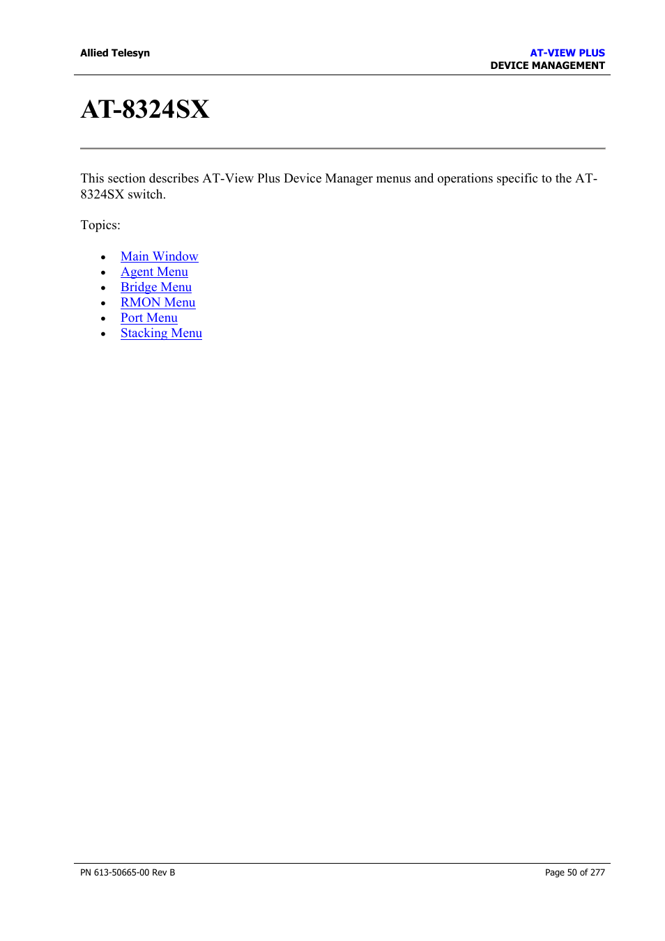 At-8324sx | Allied Telesis AT-VIEW PLUS 3.1 DEVICE MANAGEMENT User Manual | Page 50 / 277