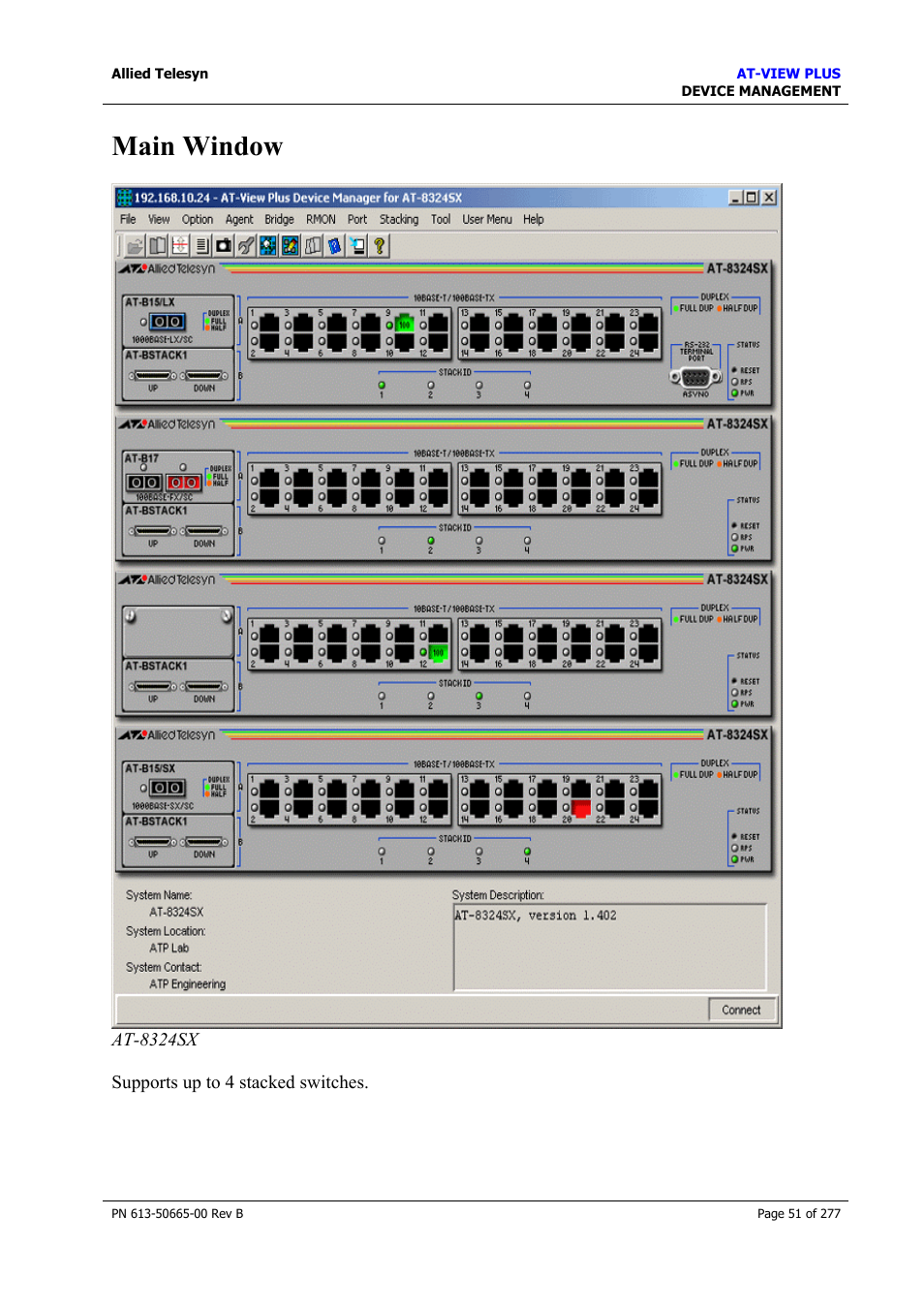 Main window | Allied Telesis AT-VIEW PLUS 3.1 DEVICE MANAGEMENT User Manual | Page 51 / 277