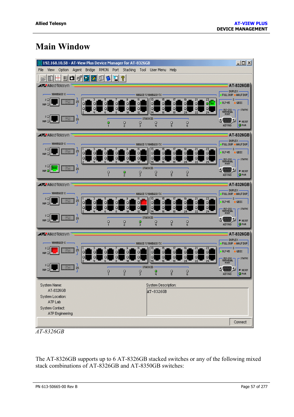 Main window | Allied Telesis AT-VIEW PLUS 3.1 DEVICE MANAGEMENT User Manual | Page 57 / 277