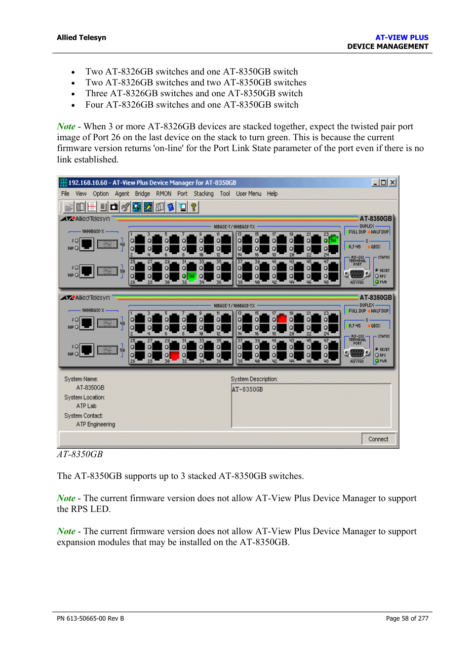 Allied Telesis AT-VIEW PLUS 3.1 DEVICE MANAGEMENT User Manual | Page 58 / 277