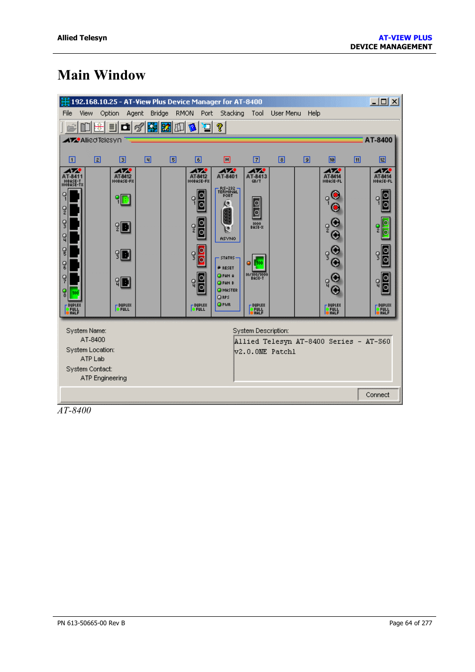 Main window | Allied Telesis AT-VIEW PLUS 3.1 DEVICE MANAGEMENT User Manual | Page 64 / 277