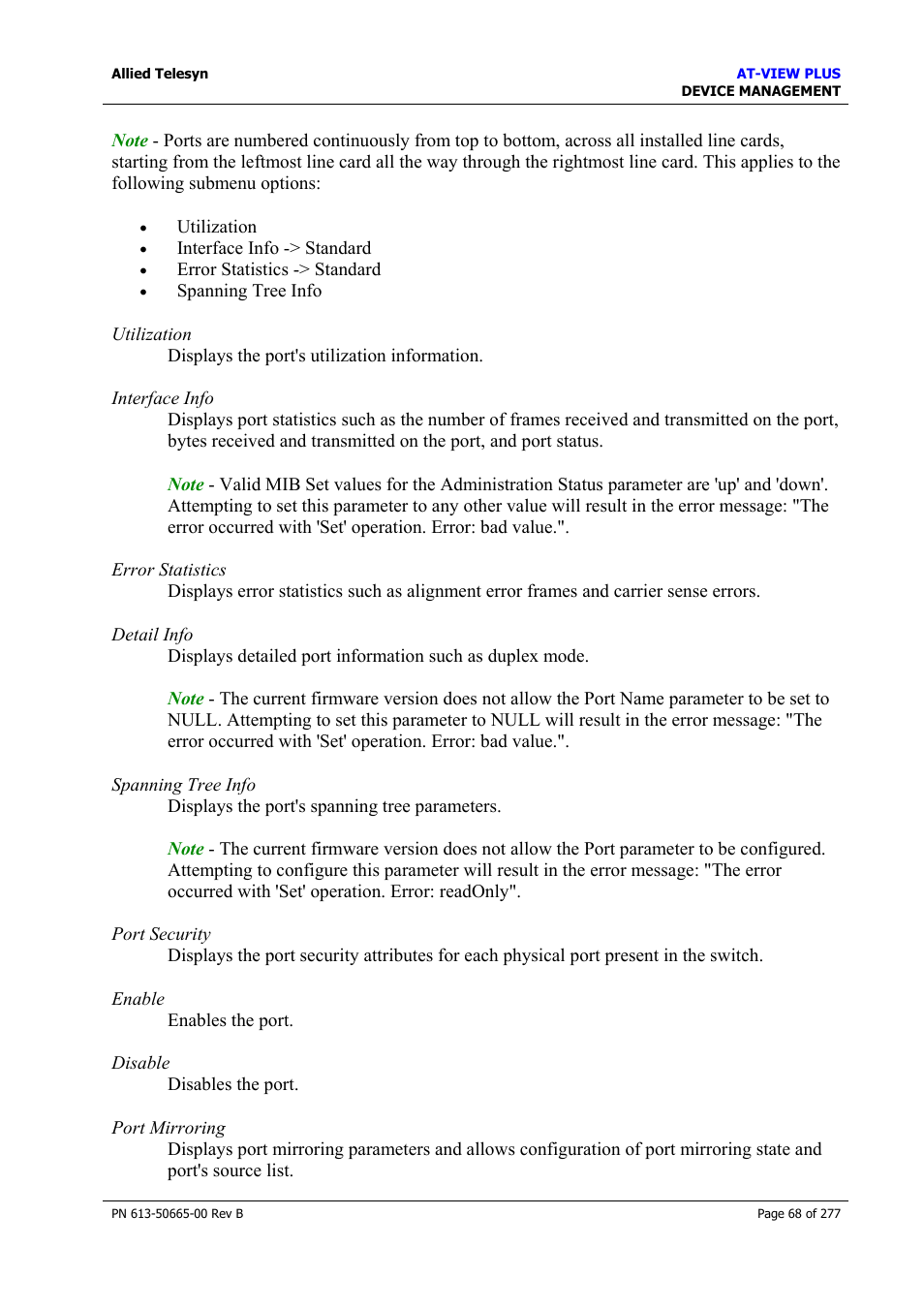 Allied Telesis AT-VIEW PLUS 3.1 DEVICE MANAGEMENT User Manual | Page 68 / 277