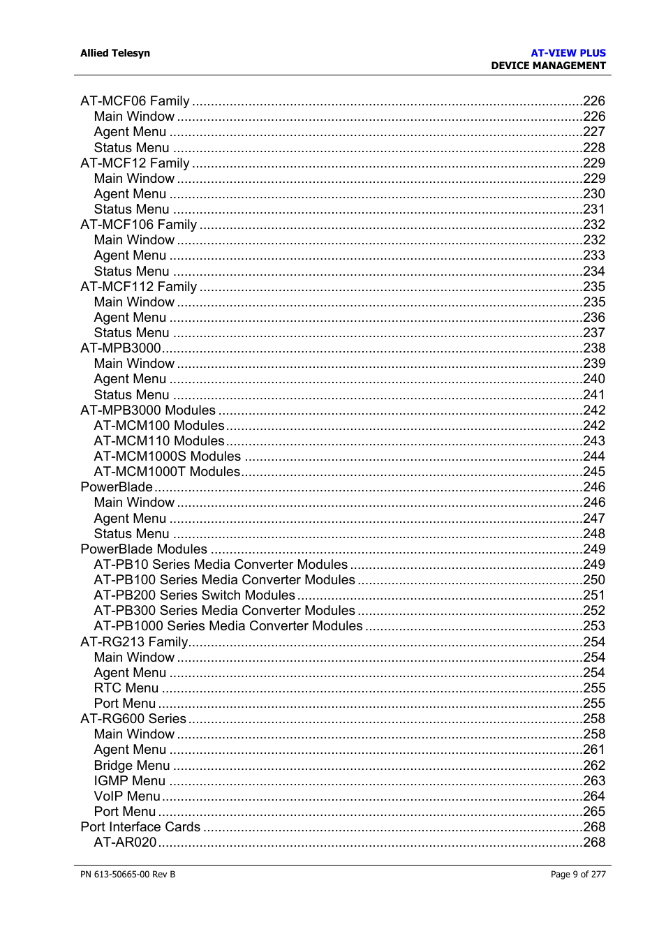 Allied Telesis AT-VIEW PLUS 3.1 DEVICE MANAGEMENT User Manual | Page 9 / 277