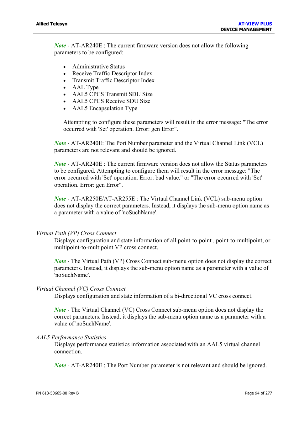 Allied Telesis AT-VIEW PLUS 3.1 DEVICE MANAGEMENT User Manual | Page 94 / 277