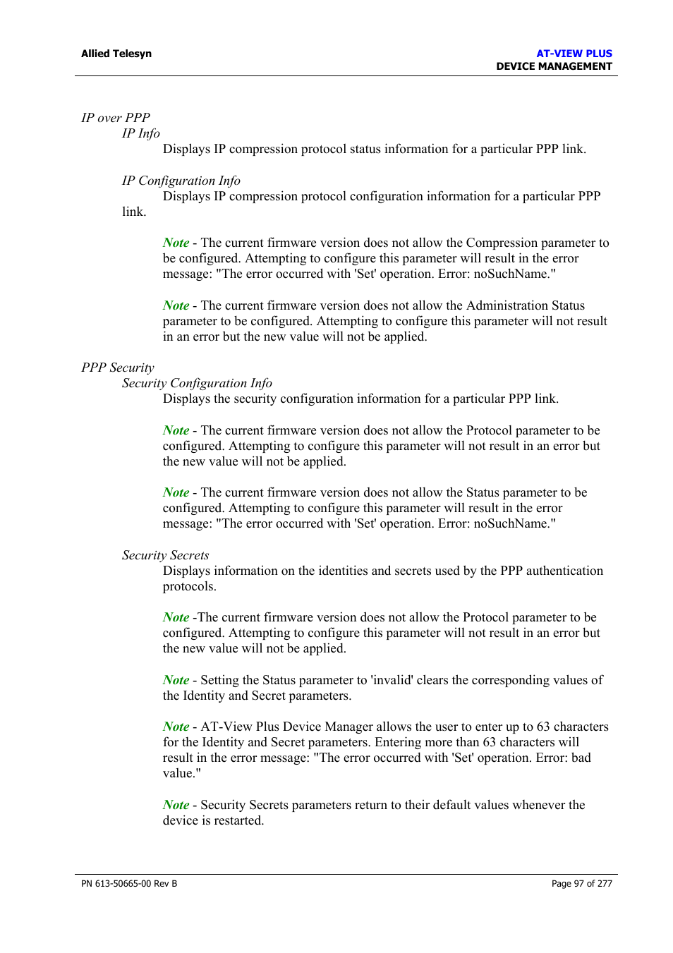 Allied Telesis AT-VIEW PLUS 3.1 DEVICE MANAGEMENT User Manual | Page 97 / 277