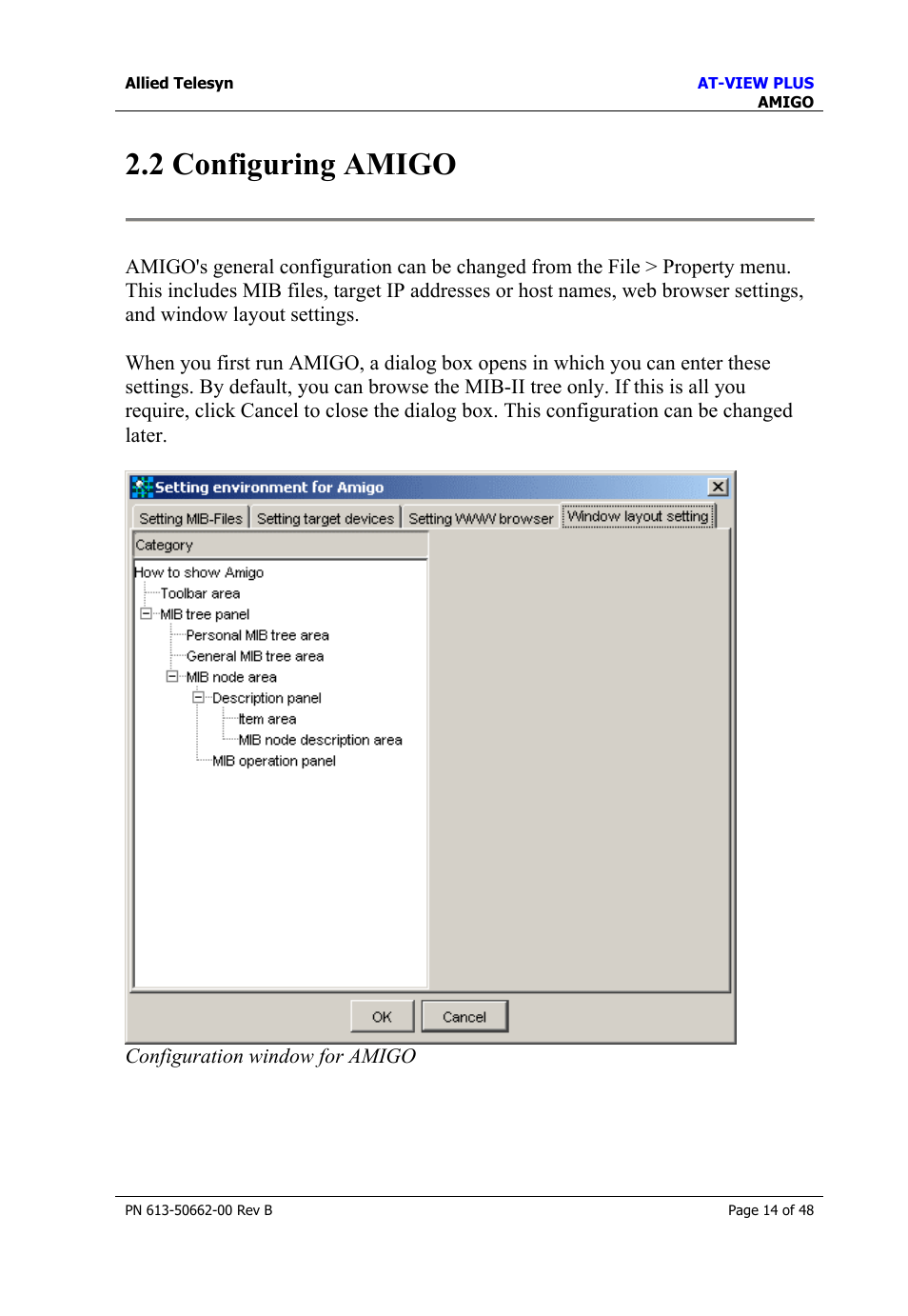 2 configuring amigo, Configuring amigo | Allied Telesis AT-VIEW PLUS 3.1 AMIGO User Manual | Page 14 / 48