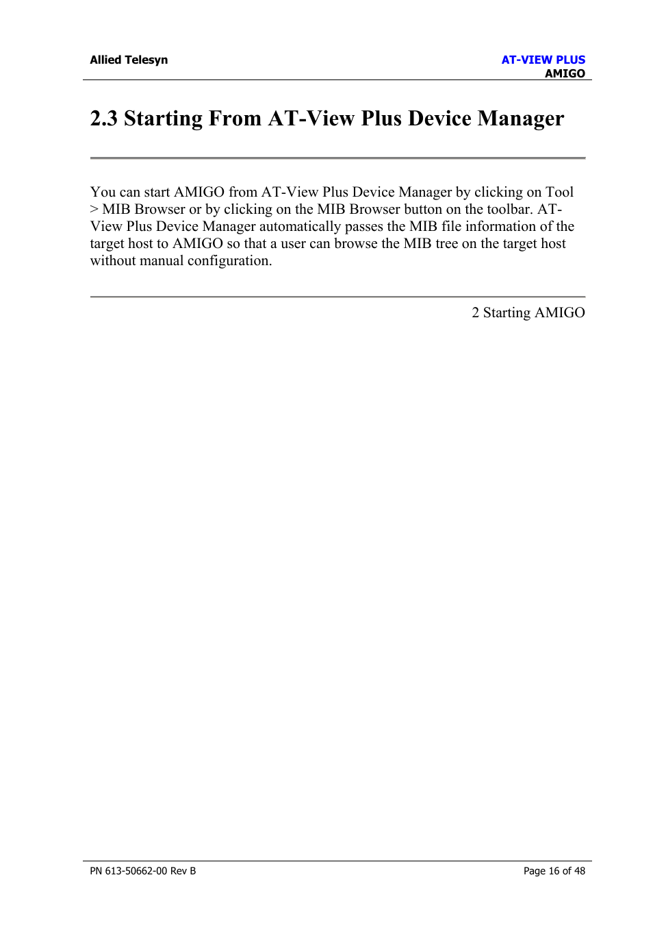 3 starting from at-view plus device manager | Allied Telesis AT-VIEW PLUS 3.1 AMIGO User Manual | Page 16 / 48
