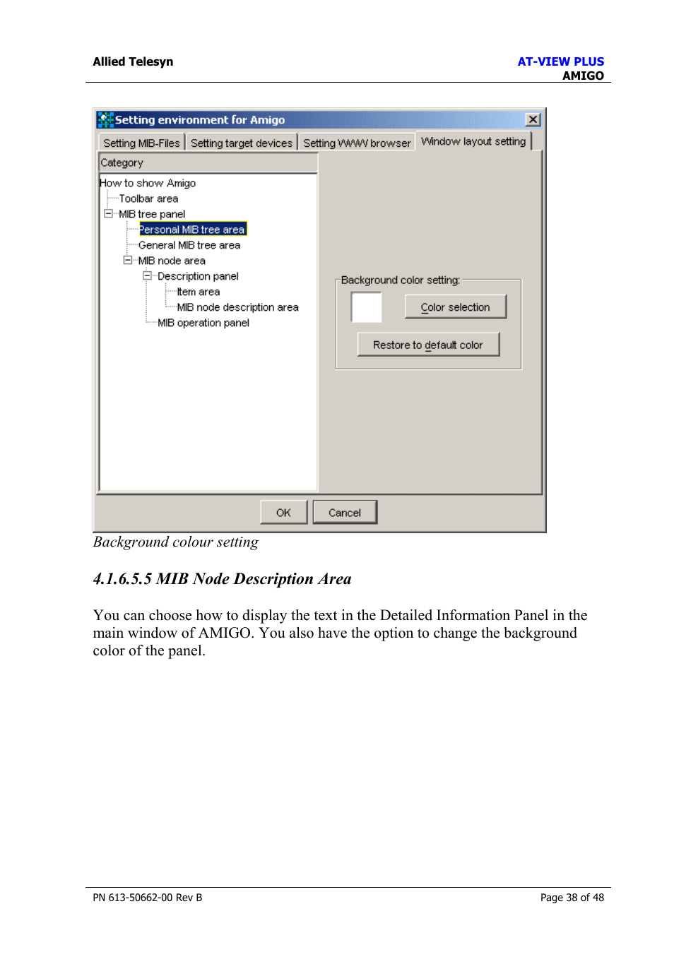 5 mib node description area | Allied Telesis AT-VIEW PLUS 3.1 AMIGO User Manual | Page 38 / 48