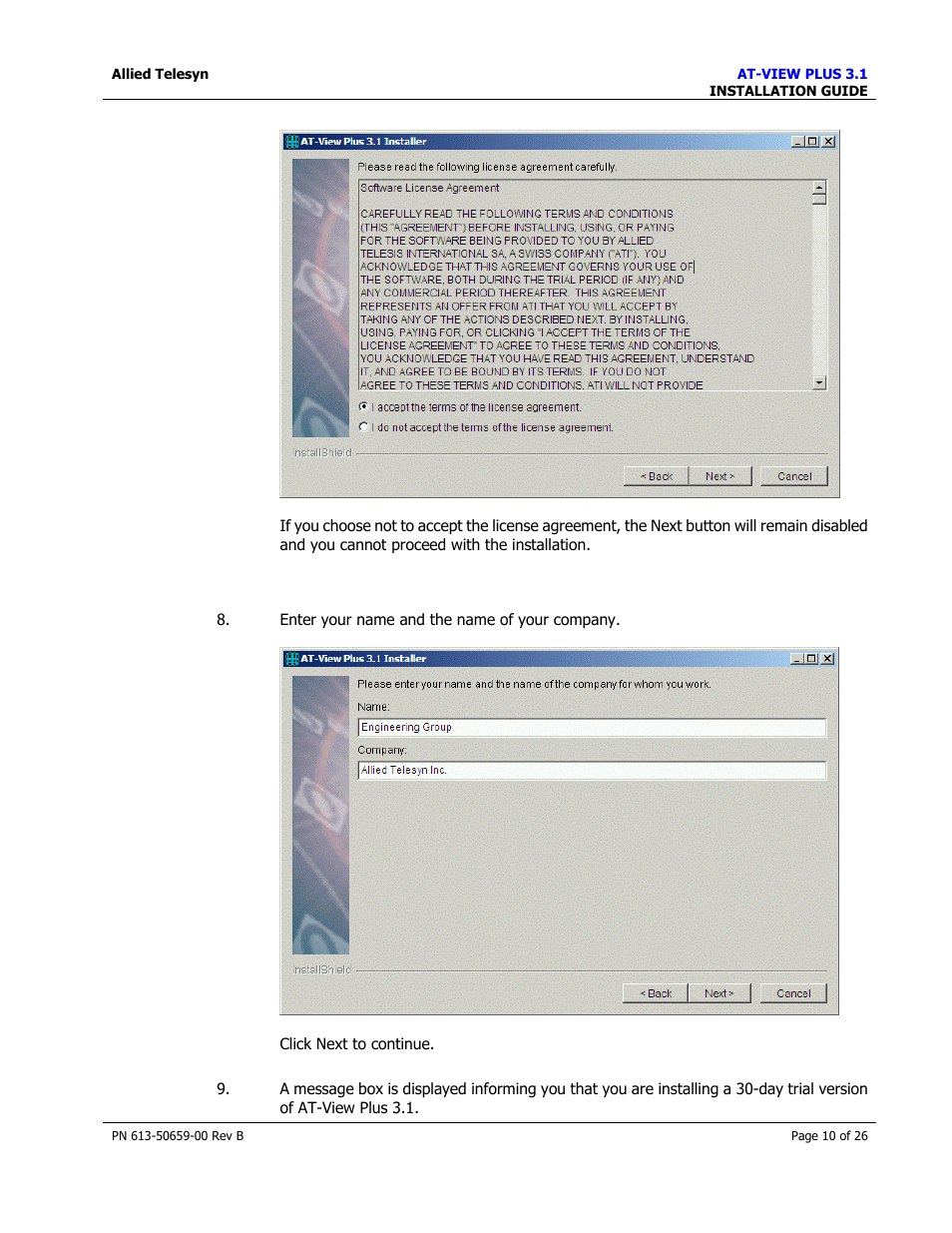 Allied Telesis AT-VIEW PLUS 3.1 INSTALLATION User Manual | Page 10 / 26