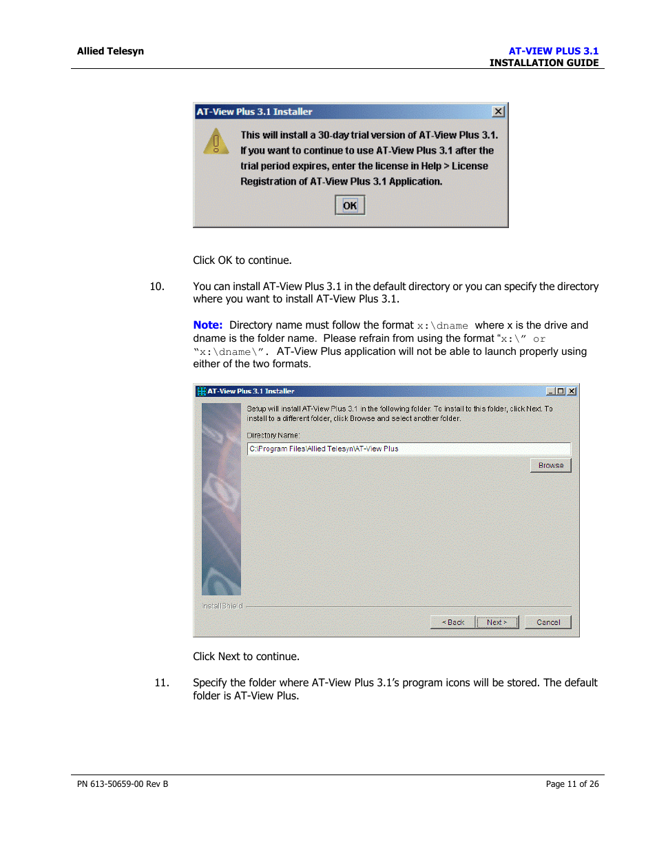 Allied Telesis AT-VIEW PLUS 3.1 INSTALLATION User Manual | Page 11 / 26