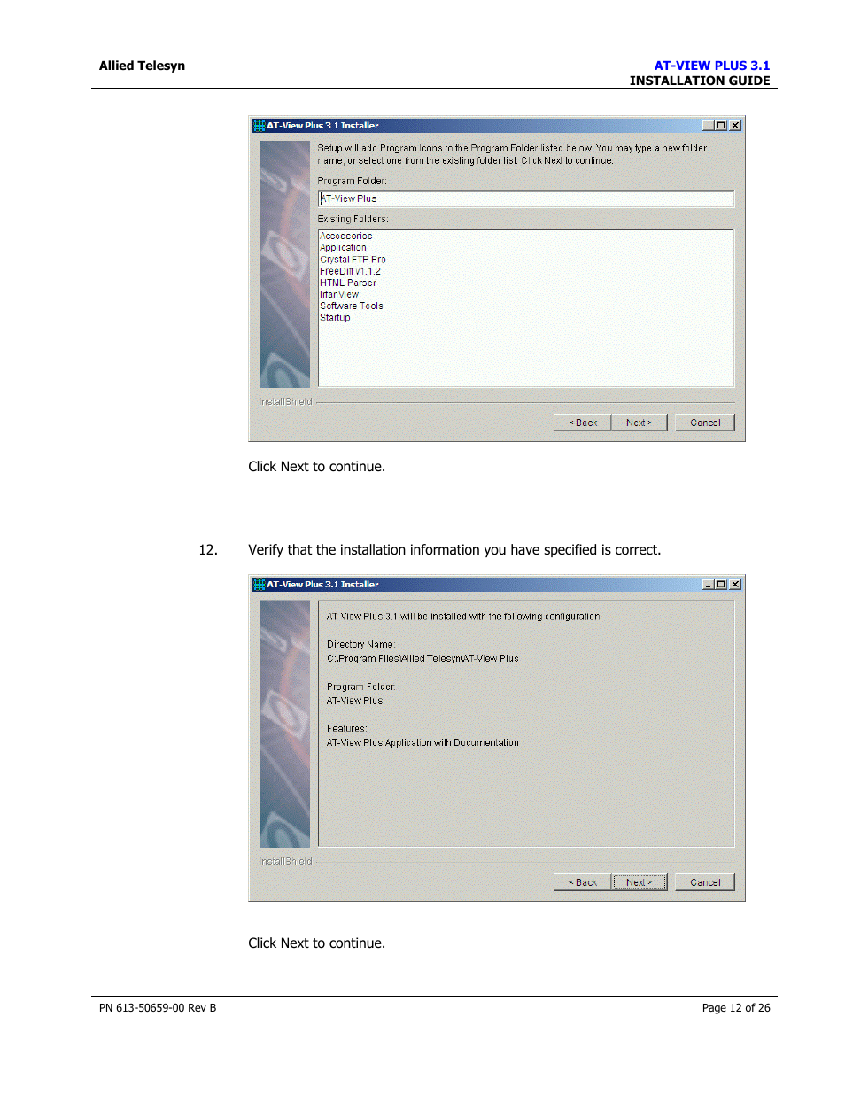 Allied Telesis AT-VIEW PLUS 3.1 INSTALLATION User Manual | Page 12 / 26