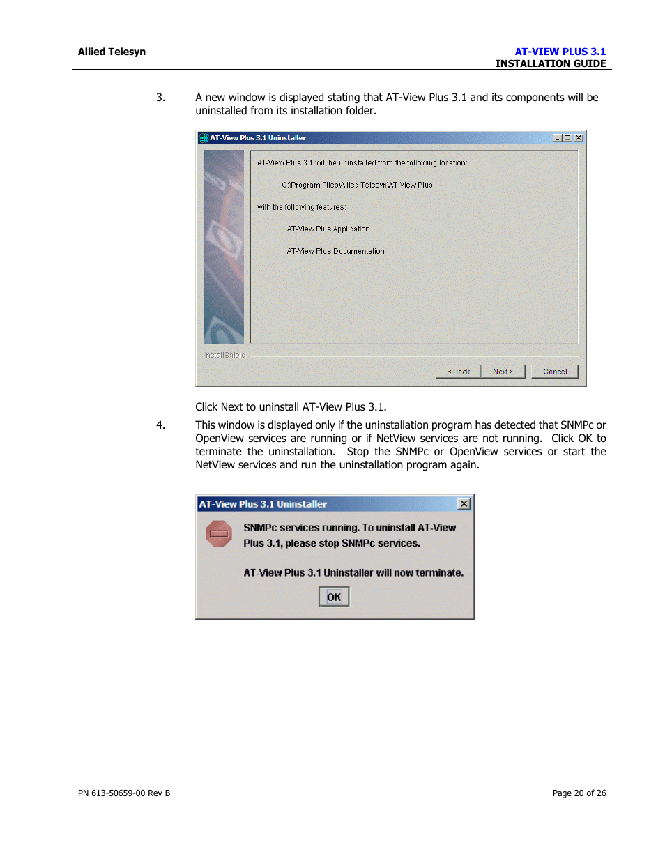 Allied Telesis AT-VIEW PLUS 3.1 INSTALLATION User Manual | Page 20 / 26