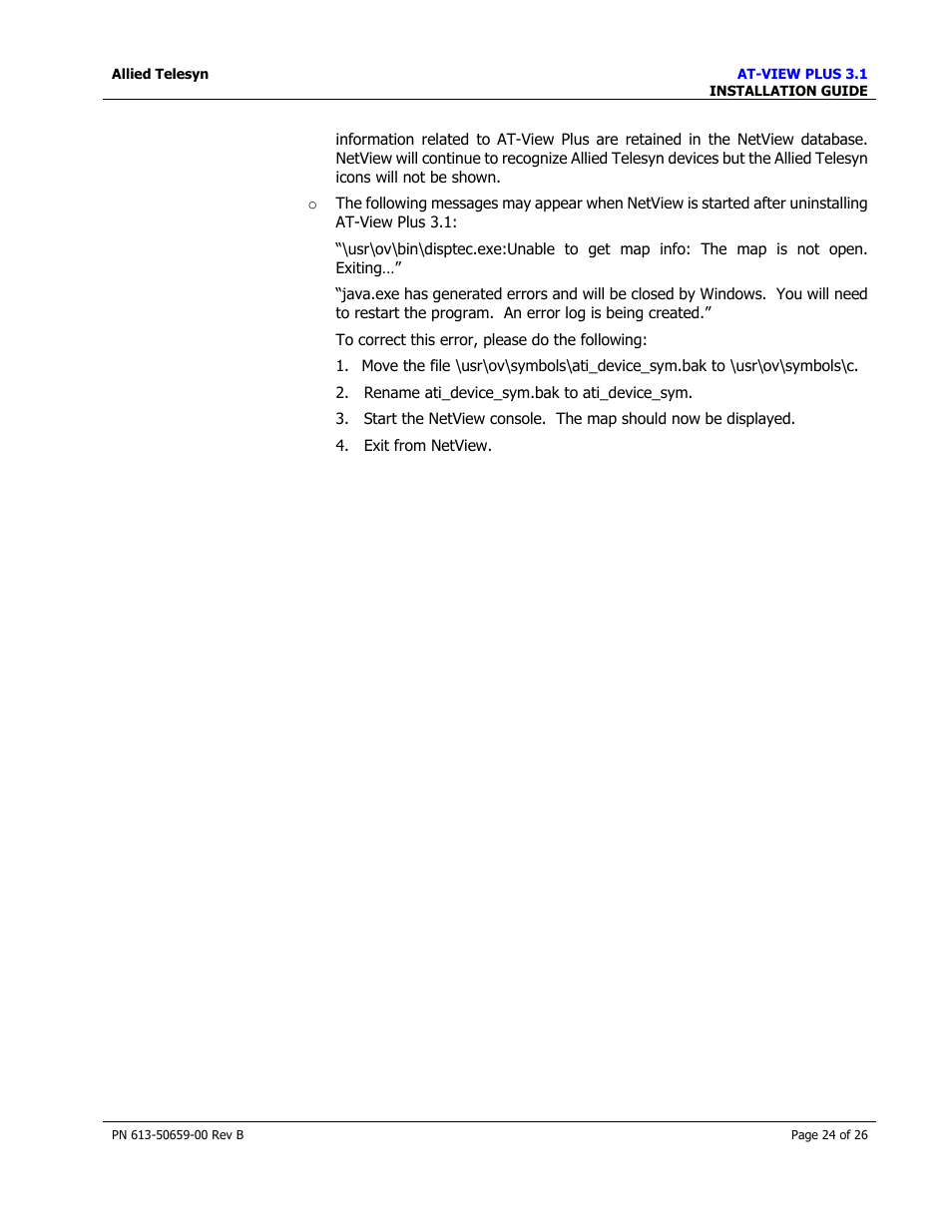 Allied Telesis AT-VIEW PLUS 3.1 INSTALLATION User Manual | Page 24 / 26