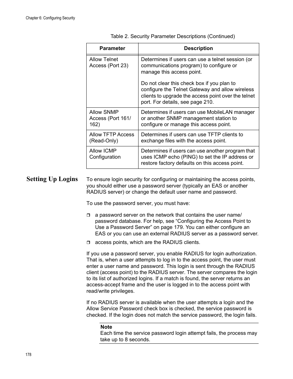 Setting up logins | Allied Telesis AT-WA7501 User Manual | Page 178 / 352