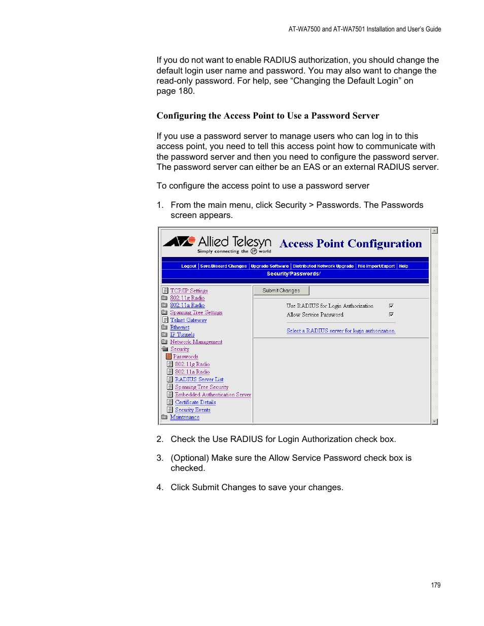 Allied Telesis AT-WA7501 User Manual | Page 179 / 352