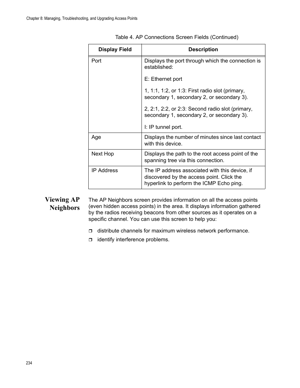 Viewing ap neighbors | Allied Telesis AT-WA7501 User Manual | Page 234 / 352
