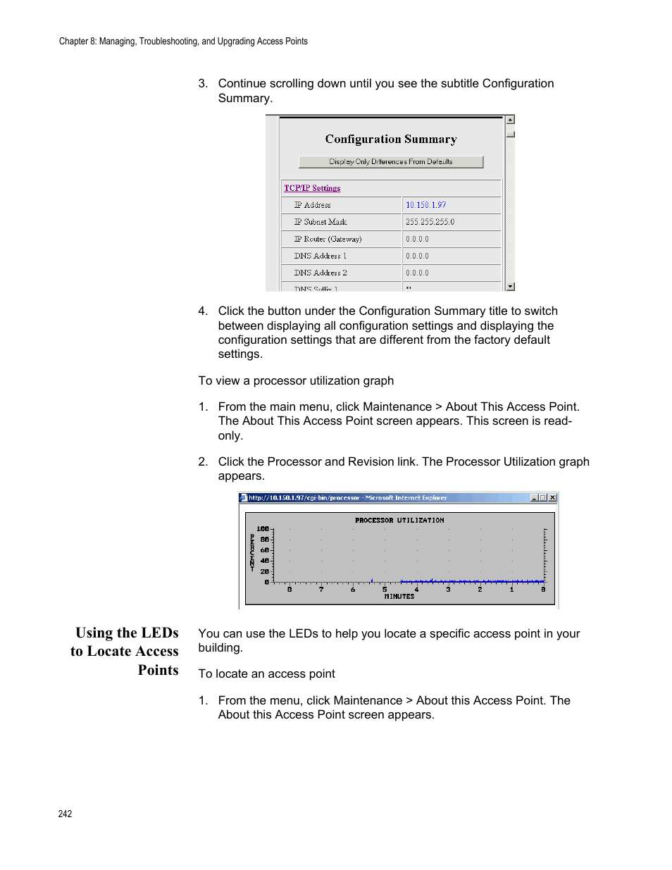 Using the leds to locate access points | Allied Telesis AT-WA7501 User Manual | Page 242 / 352