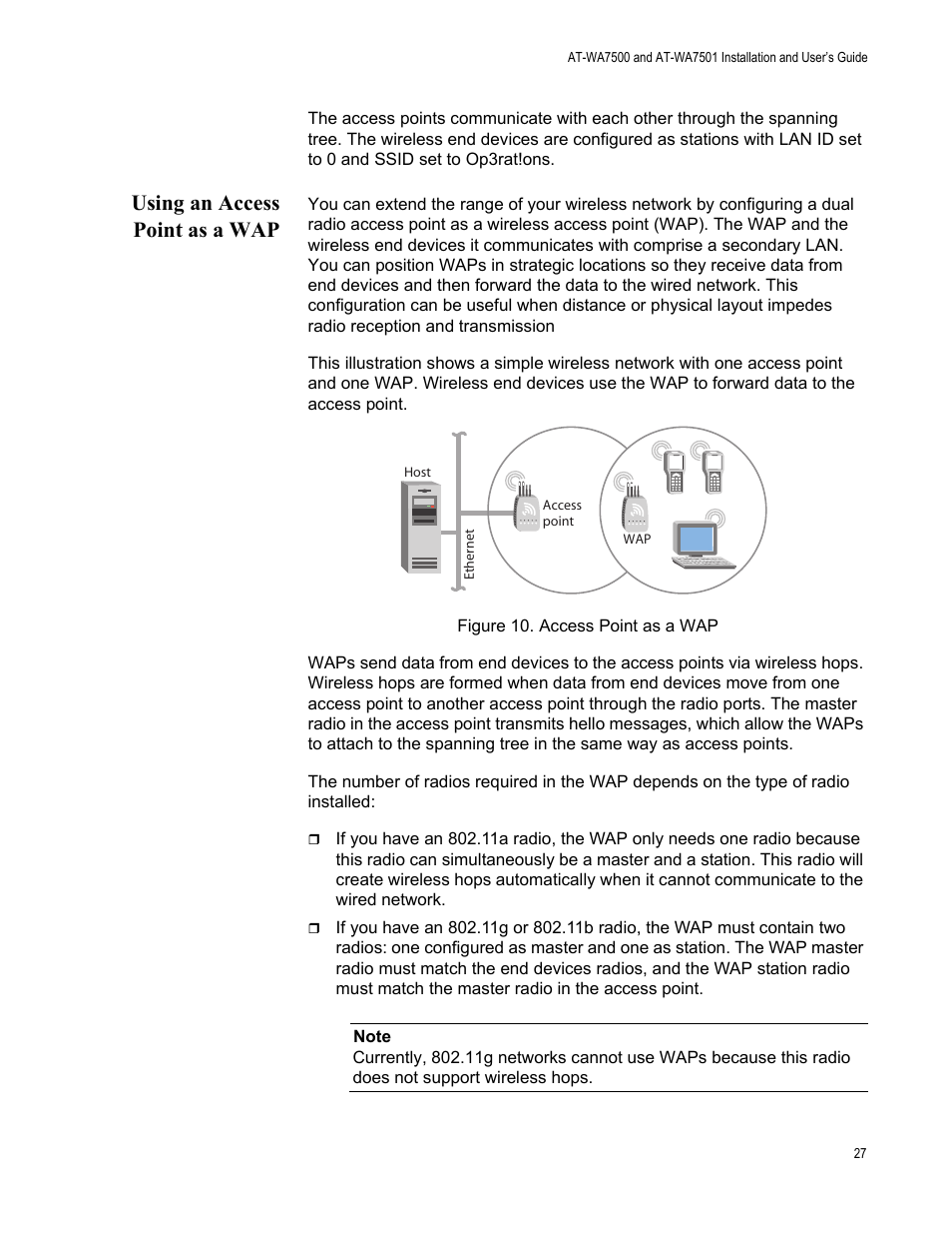 Using an access point as a wap | Allied Telesis AT-WA7501 User Manual | Page 27 / 352