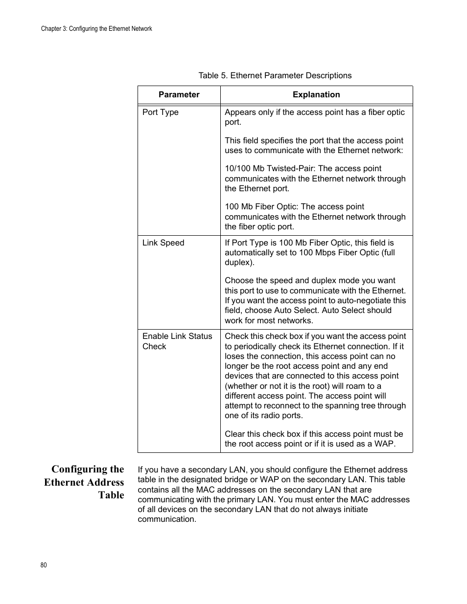 Configuring the ethernet address table | Allied Telesis AT-WA7501 User Manual | Page 80 / 352