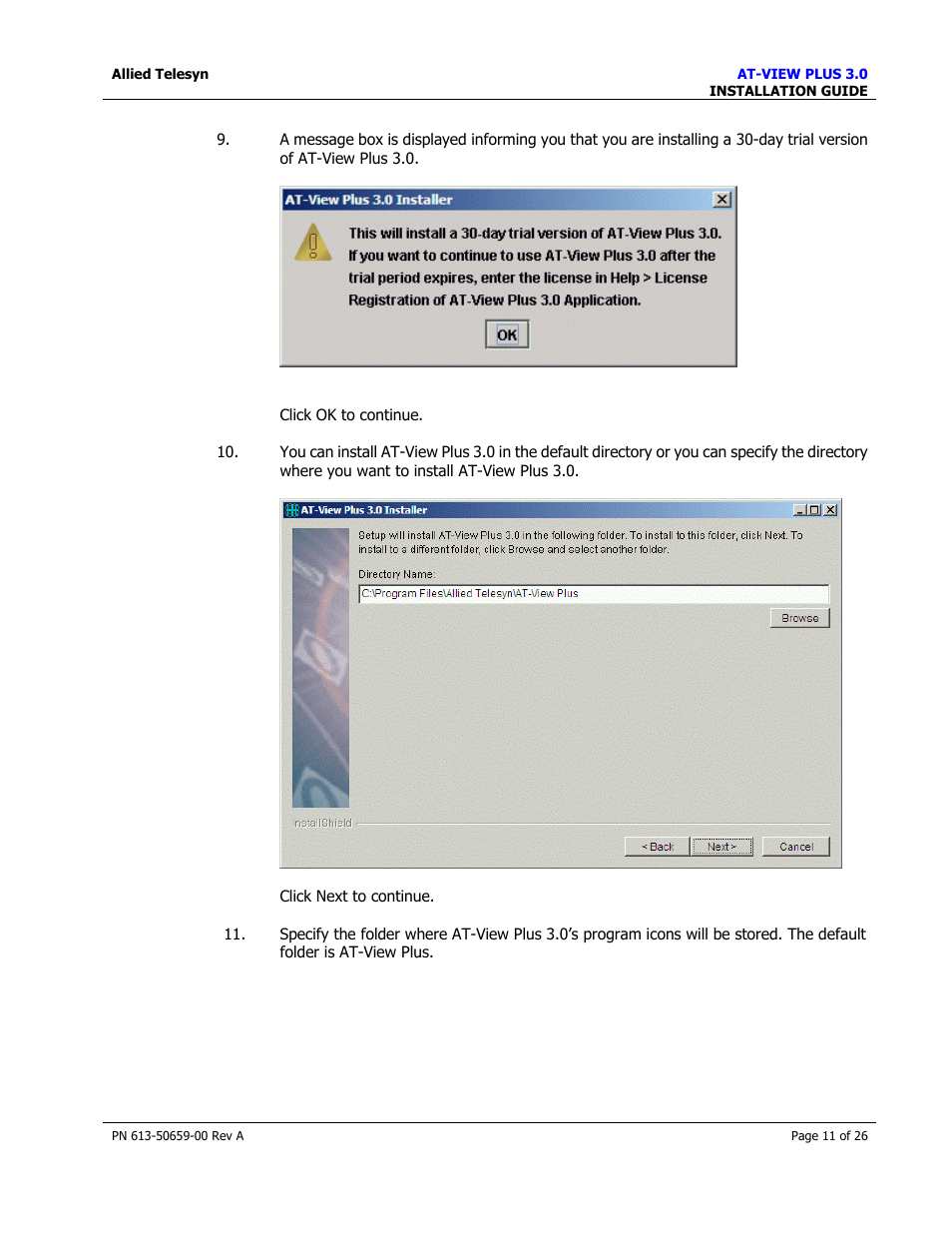 Allied Telesis AT-VIEW PLUS 3.0 INSTALLATION User Manual | Page 11 / 26