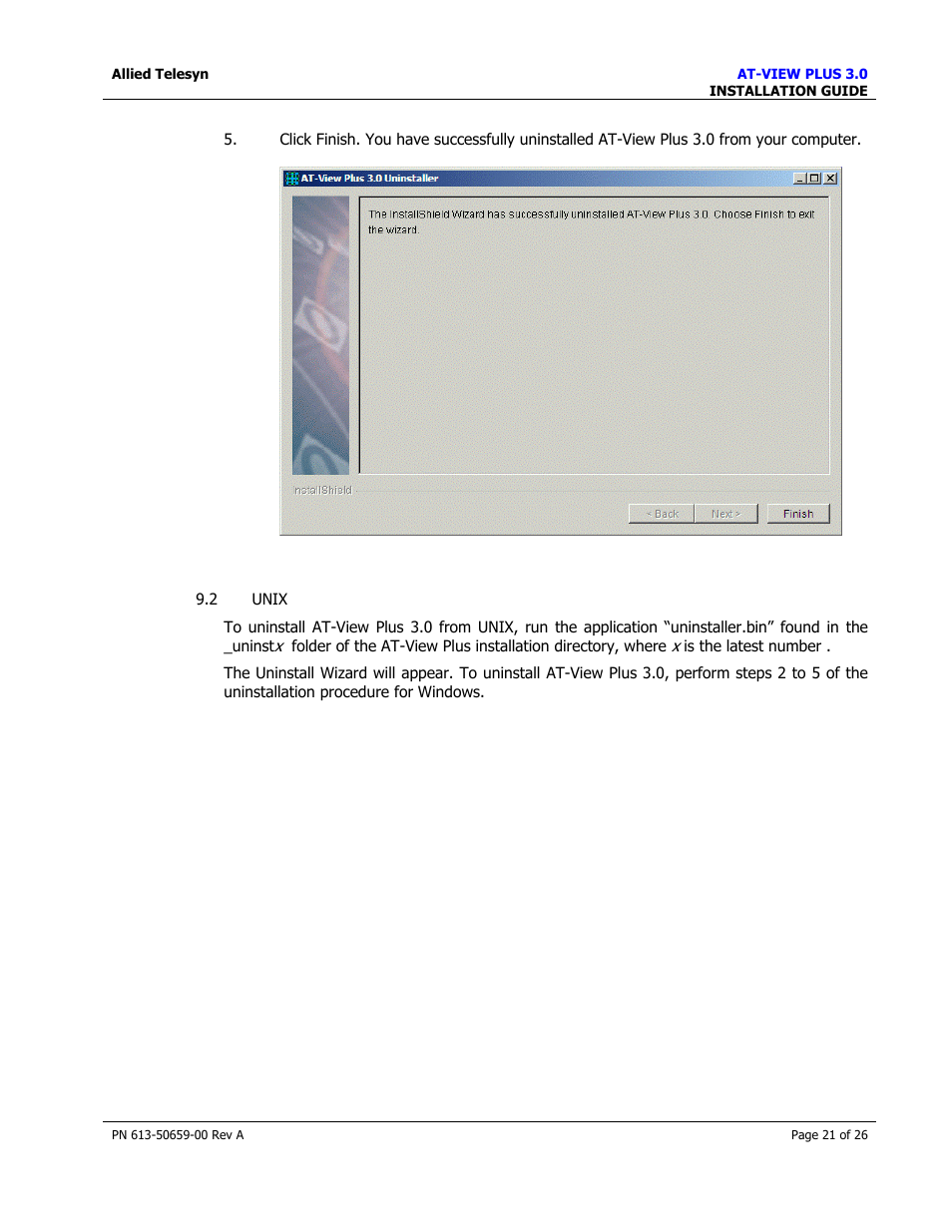 Unix | Allied Telesis AT-VIEW PLUS 3.0 INSTALLATION User Manual | Page 21 / 26