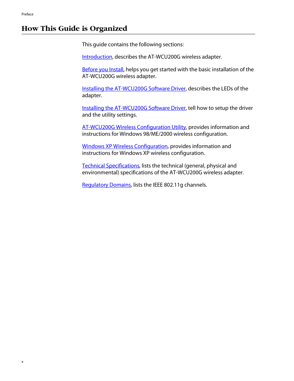 How this guide is organized | Allied Telesis AT-WCU200G User Manual | Page 10 / 60