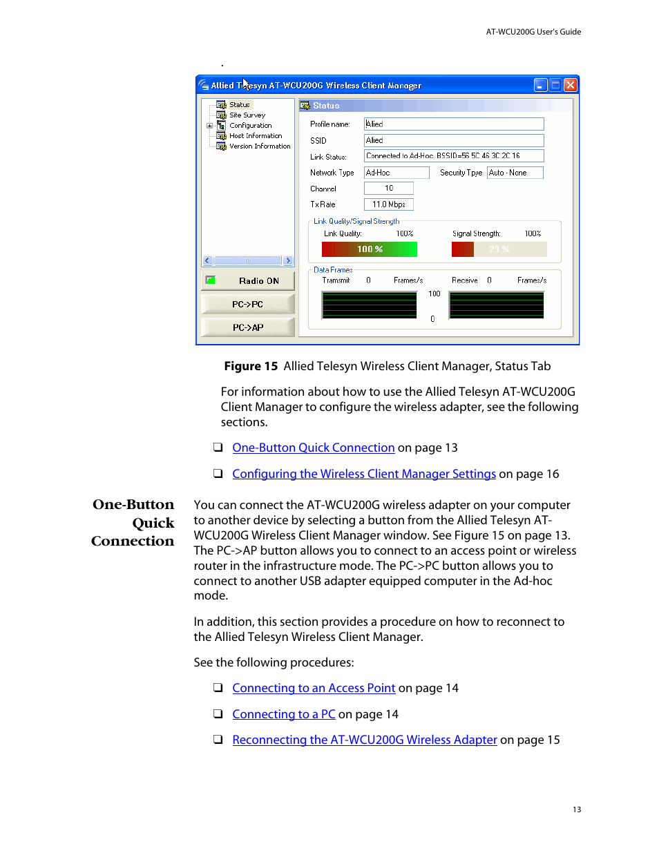 One-button quick connection | Allied Telesis AT-WCU200G User Manual | Page 27 / 60