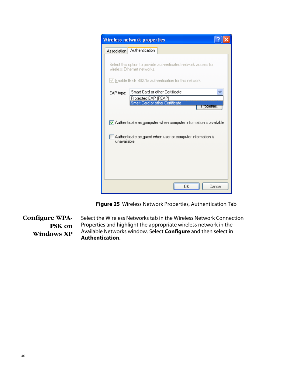 Configure wpa- psk on windows xp, Configure wpa-psk on windows xp | Allied Telesis AT-WCU200G User Manual | Page 54 / 60