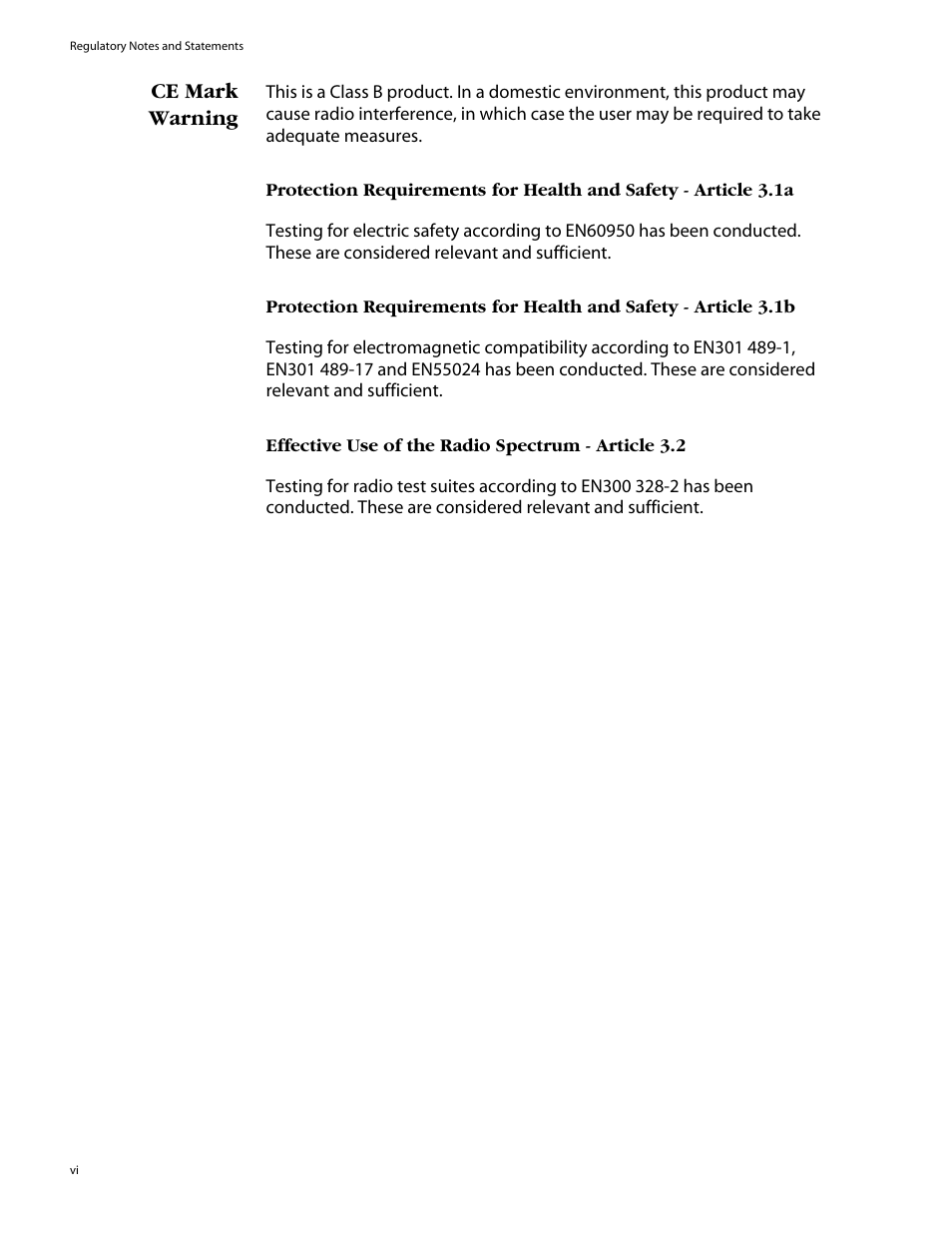 Ce mark warning | Allied Telesis AT-WCU200G User Manual | Page 6 / 60