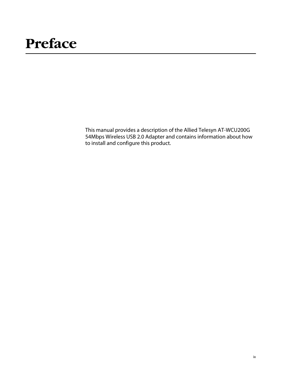 Preface | Allied Telesis AT-WCU200G User Manual | Page 9 / 60