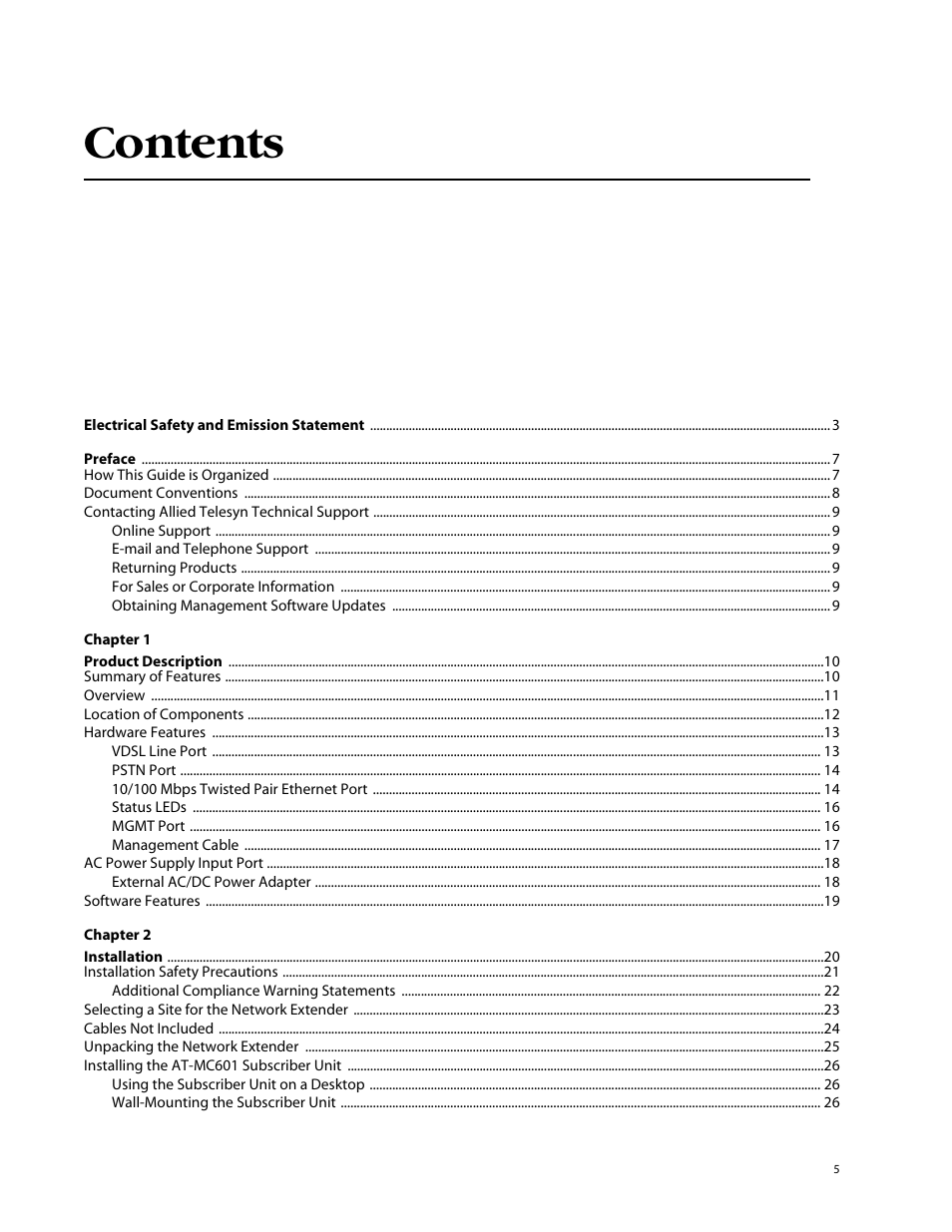 Allied Telesis AT-MC602 User Manual | Page 5 / 65