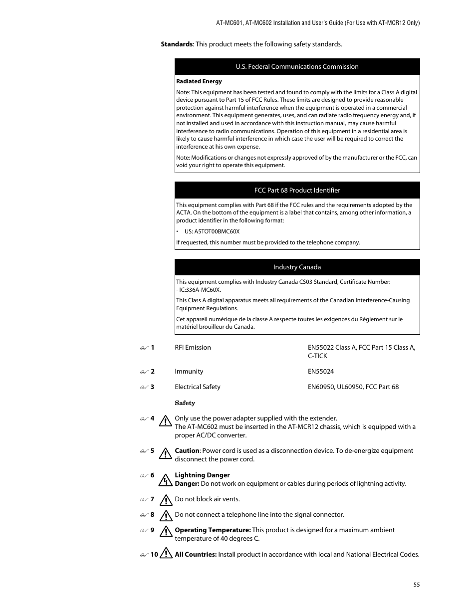Allied Telesis AT-MC602 User Manual | Page 55 / 65
