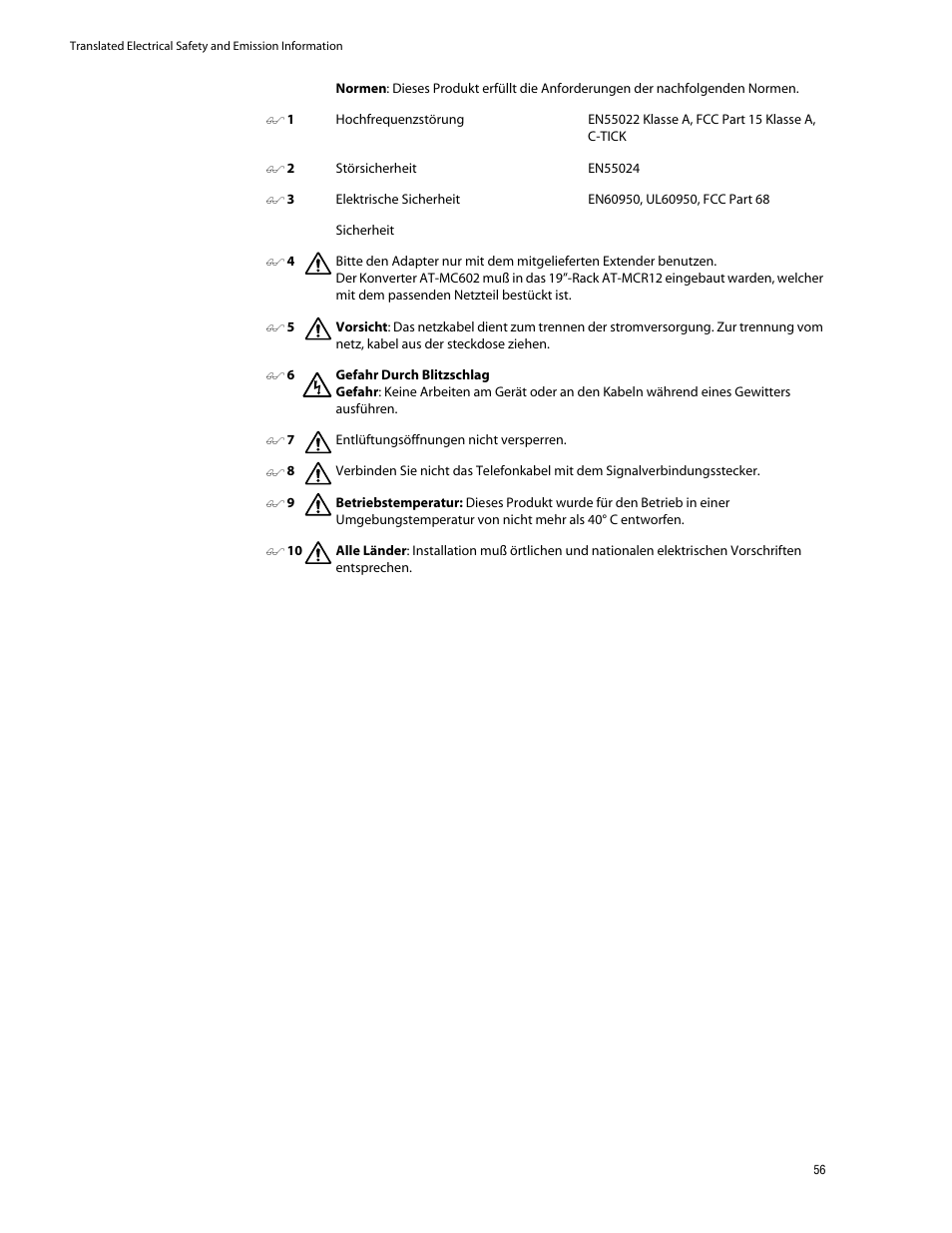 Allied Telesis AT-MC602 User Manual | Page 56 / 65