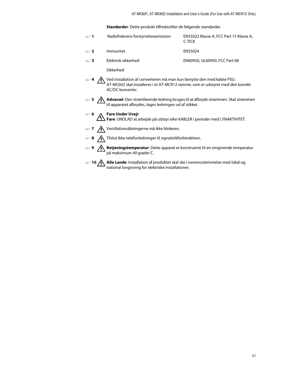 Allied Telesis AT-MC602 User Manual | Page 57 / 65