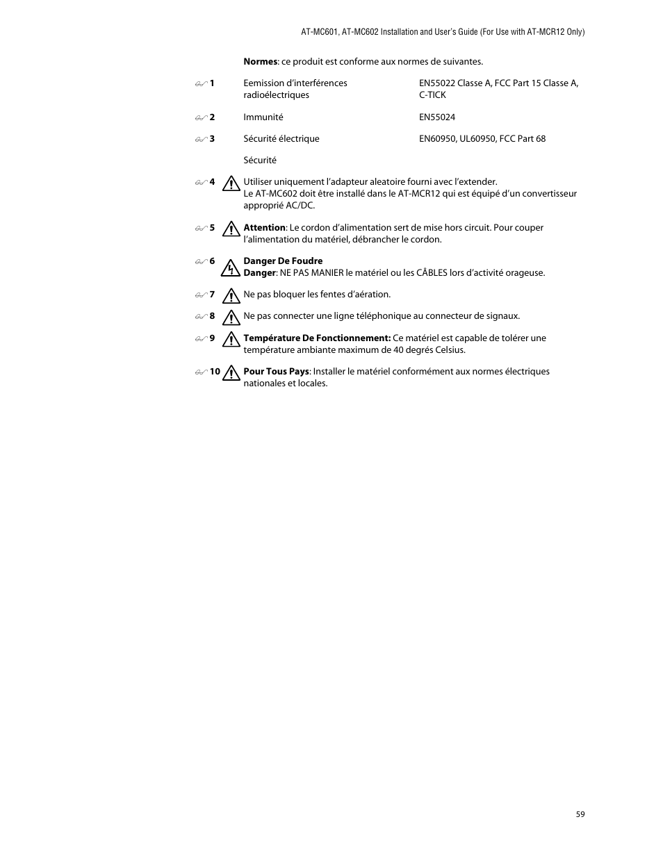 Allied Telesis AT-MC602 User Manual | Page 59 / 65