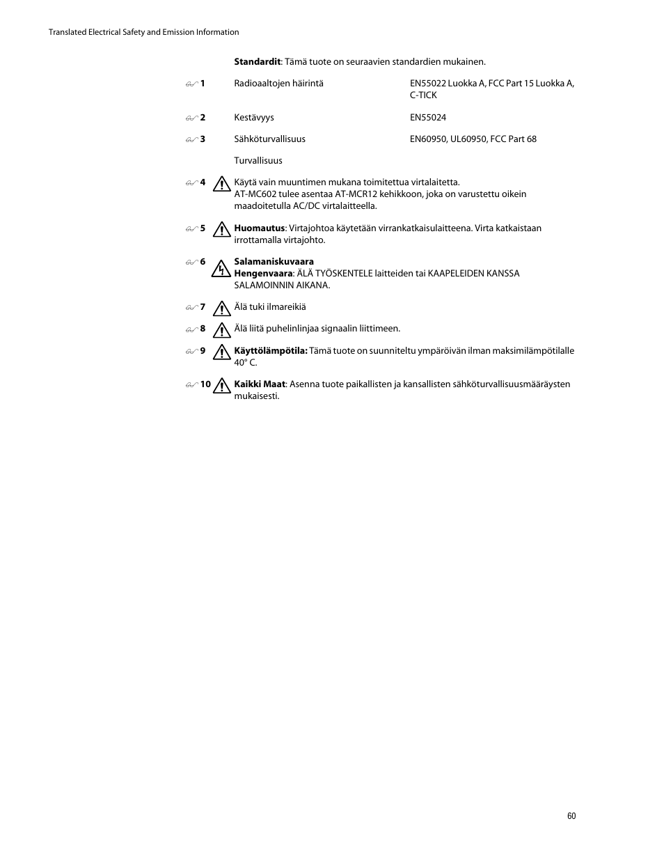 Allied Telesis AT-MC602 User Manual | Page 60 / 65