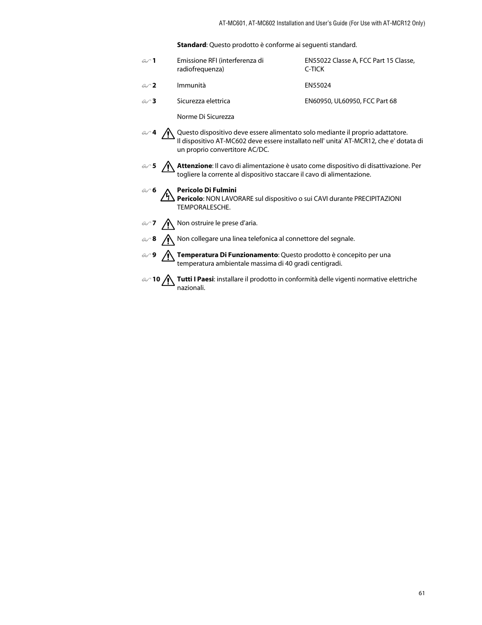 Allied Telesis AT-MC602 User Manual | Page 61 / 65