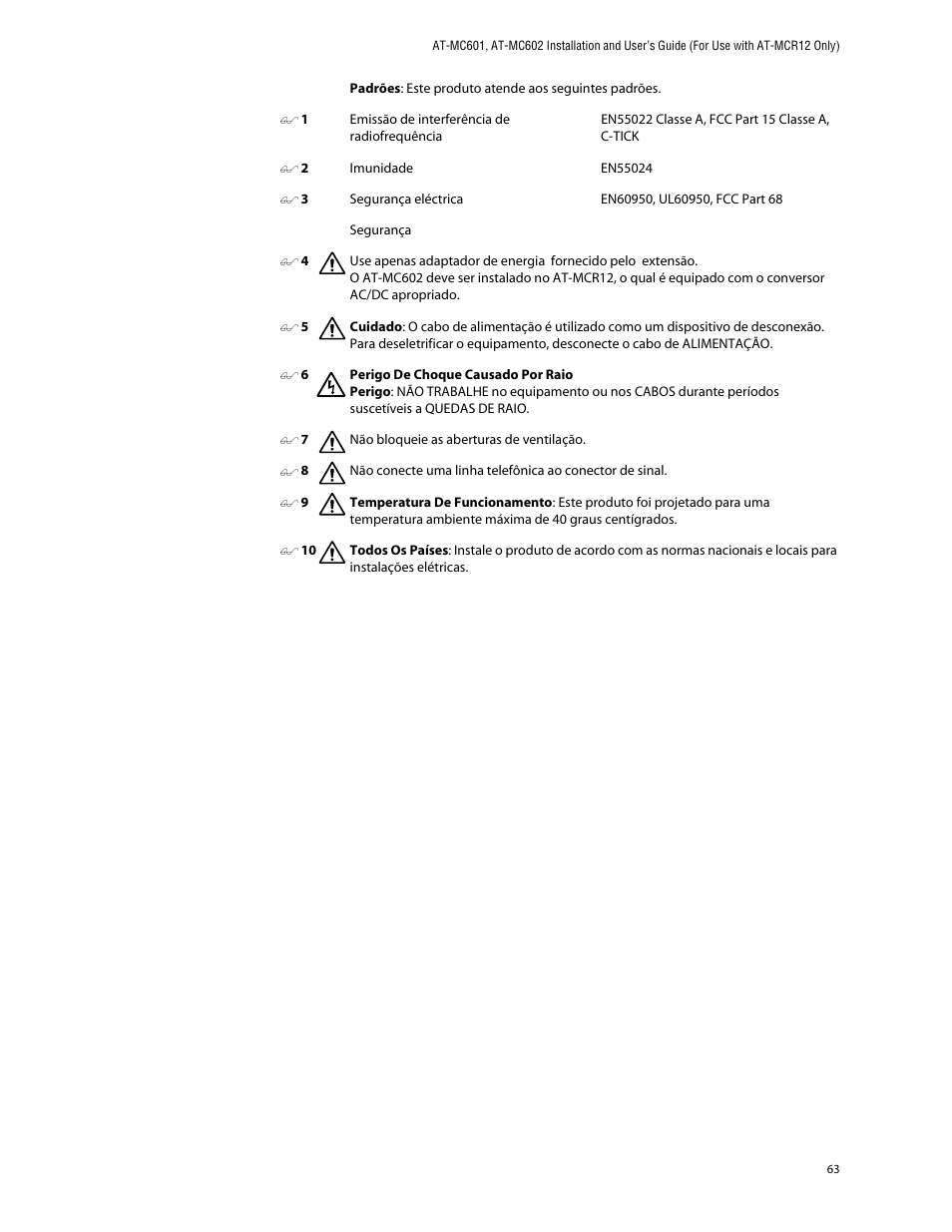 Allied Telesis AT-MC602 User Manual | Page 63 / 65