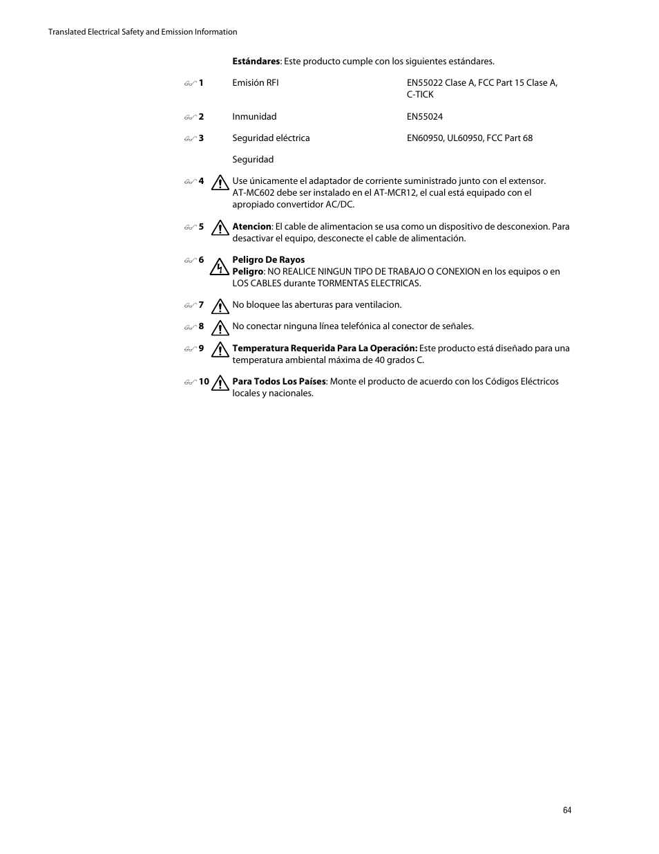 Allied Telesis AT-MC602 User Manual | Page 64 / 65