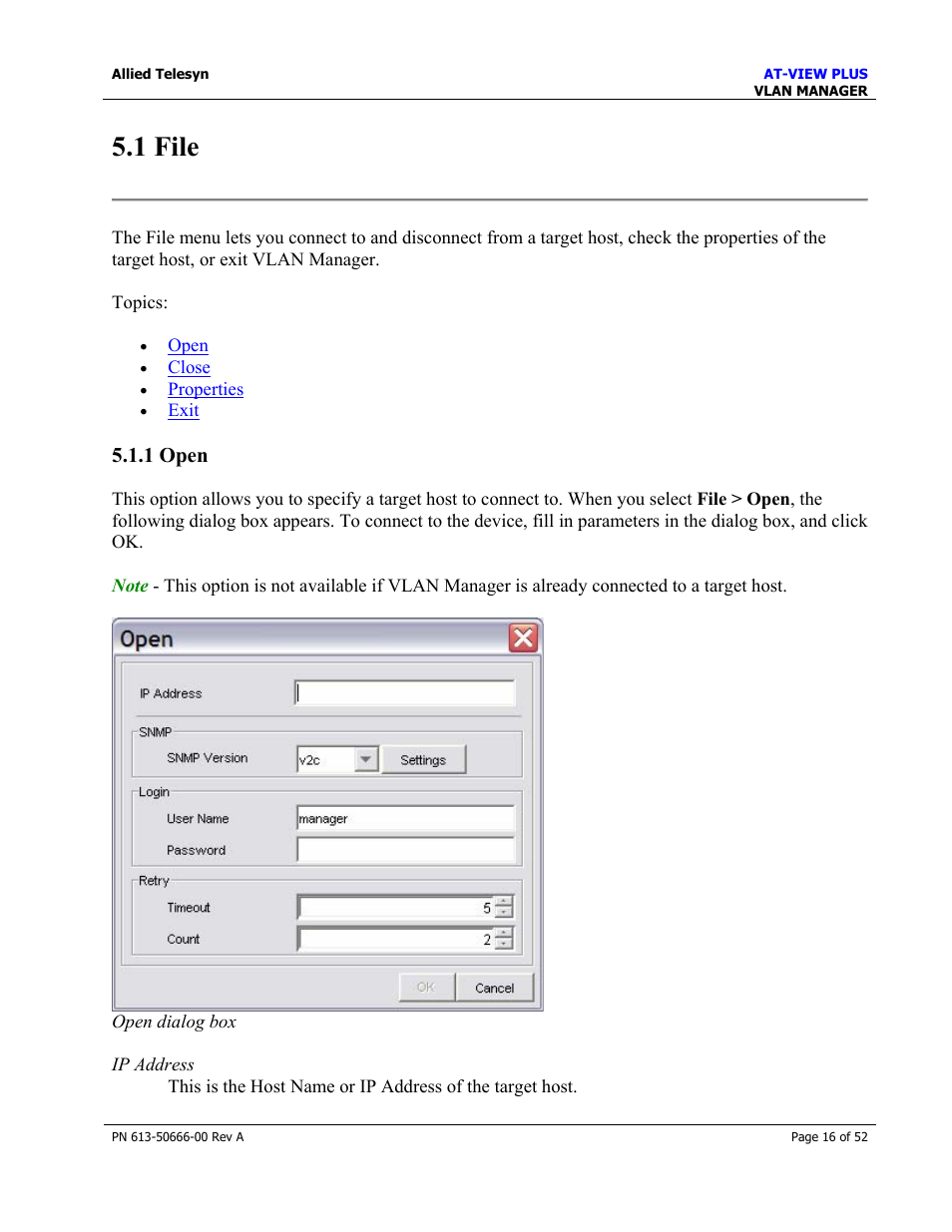 1 file, 1 open | Allied Telesis AT-VIEW PLUS 3.0 VLAN MANAGER User Manual | Page 16 / 52