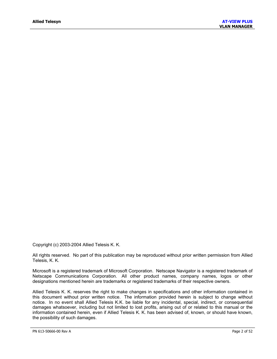 Allied Telesis AT-VIEW PLUS 3.0 VLAN MANAGER User Manual | Page 2 / 52