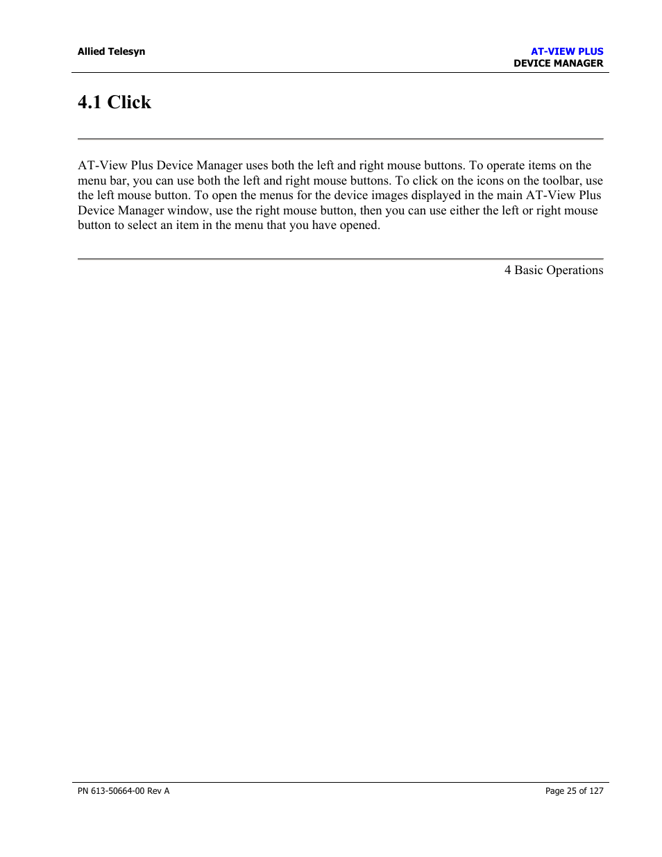 1 click, Ok, cancel and set buttons | Allied Telesis AT-VIEW PLUS 3.0 DEVICE MANAGER User Manual | Page 25 / 127