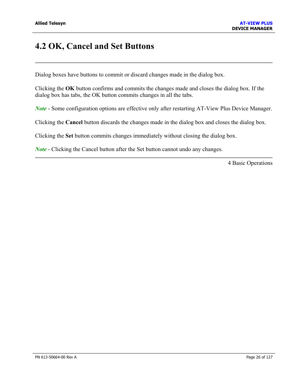 2 ok, cancel and set buttons, Pop-up menus | Allied Telesis AT-VIEW PLUS 3.0 DEVICE MANAGER User Manual | Page 26 / 127