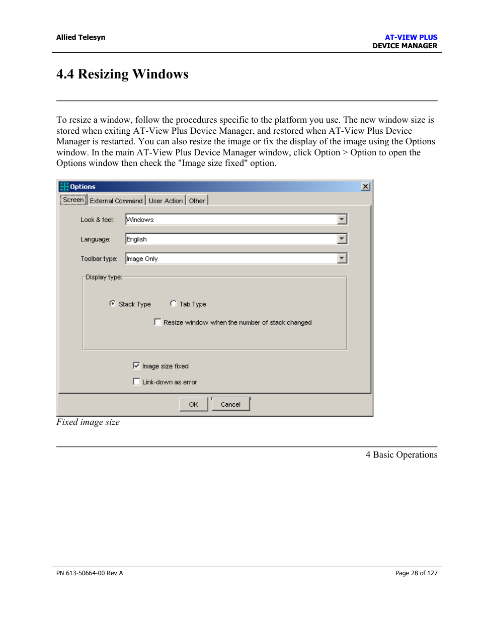 4 resizing windows, Resizing windows, Resizing tables | Allied Telesis AT-VIEW PLUS 3.0 DEVICE MANAGER User Manual | Page 28 / 127