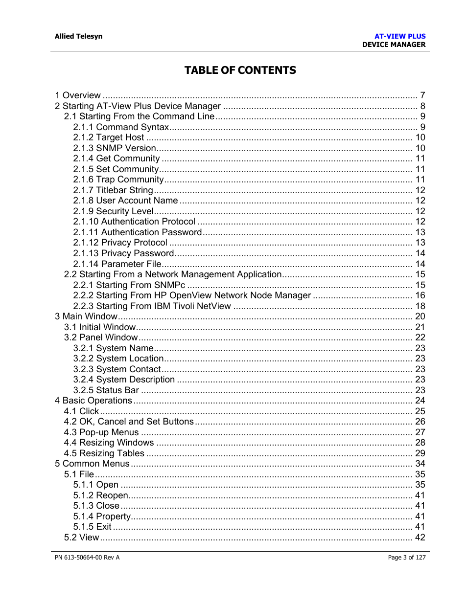 Allied Telesis AT-VIEW PLUS 3.0 DEVICE MANAGER User Manual | Page 3 / 127