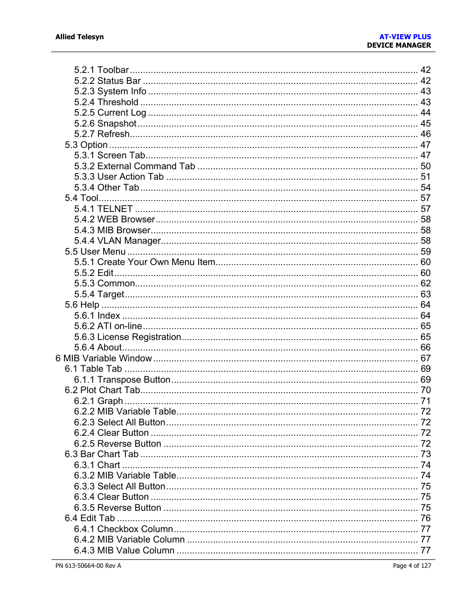 Allied Telesis AT-VIEW PLUS 3.0 DEVICE MANAGER User Manual | Page 4 / 127