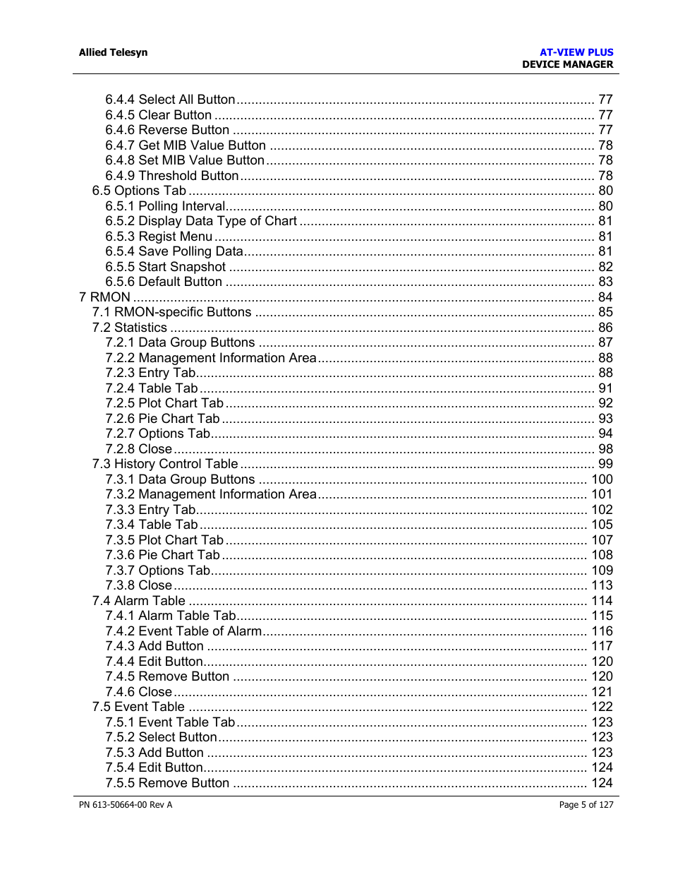 Allied Telesis AT-VIEW PLUS 3.0 DEVICE MANAGER User Manual | Page 5 / 127