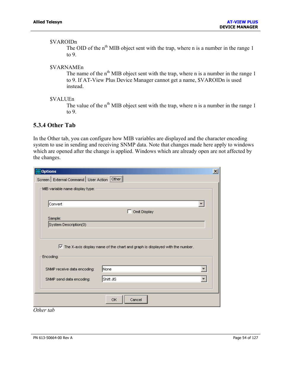 4 other tab, Other tab | Allied Telesis AT-VIEW PLUS 3.0 DEVICE MANAGER User Manual | Page 54 / 127