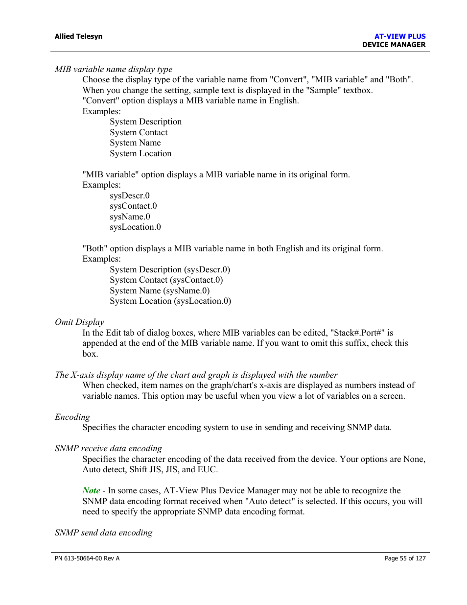 Allied Telesis AT-VIEW PLUS 3.0 DEVICE MANAGER User Manual | Page 55 / 127
