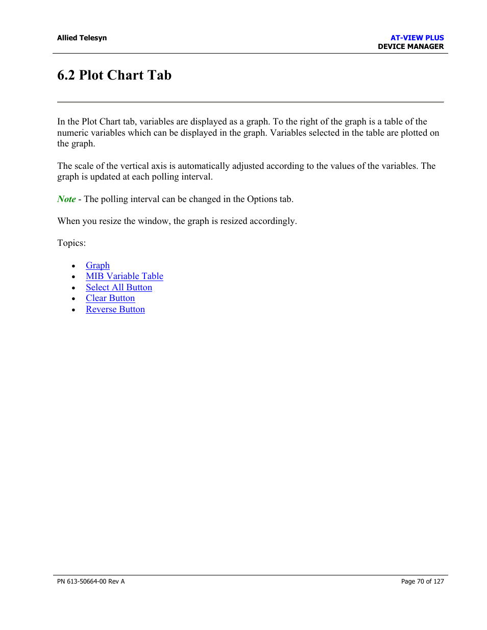 2 plot chart tab, Plot chart tab | Allied Telesis AT-VIEW PLUS 3.0 DEVICE MANAGER User Manual | Page 70 / 127